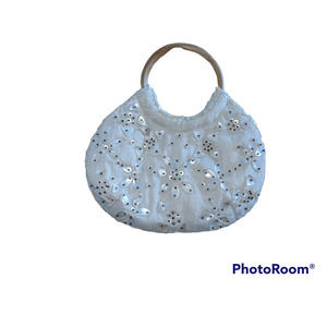 White shell bamboo handle purse